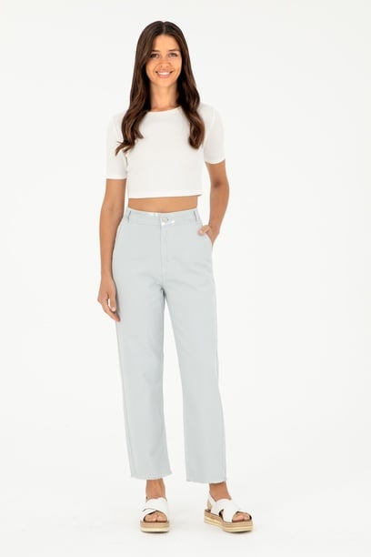 Kadın Açık Mavi Loose Cropped Fit Jean Pantolon