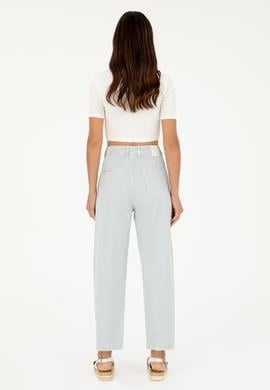 Kadın Açık Mavi Loose Cropped Fit Jean Pantolon - 50282743006