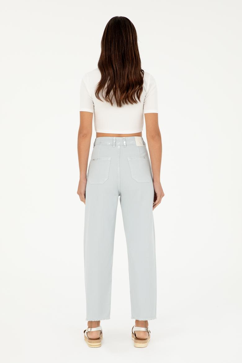 Kadın Açık Mavi Loose Cropped Fit Jean Pantolon - 50282743006