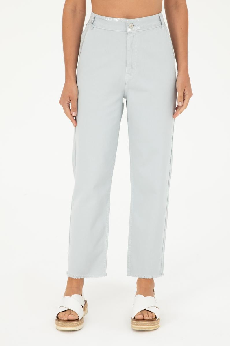 Kadın Açık Mavi Loose Cropped Fit Jean Pantolon