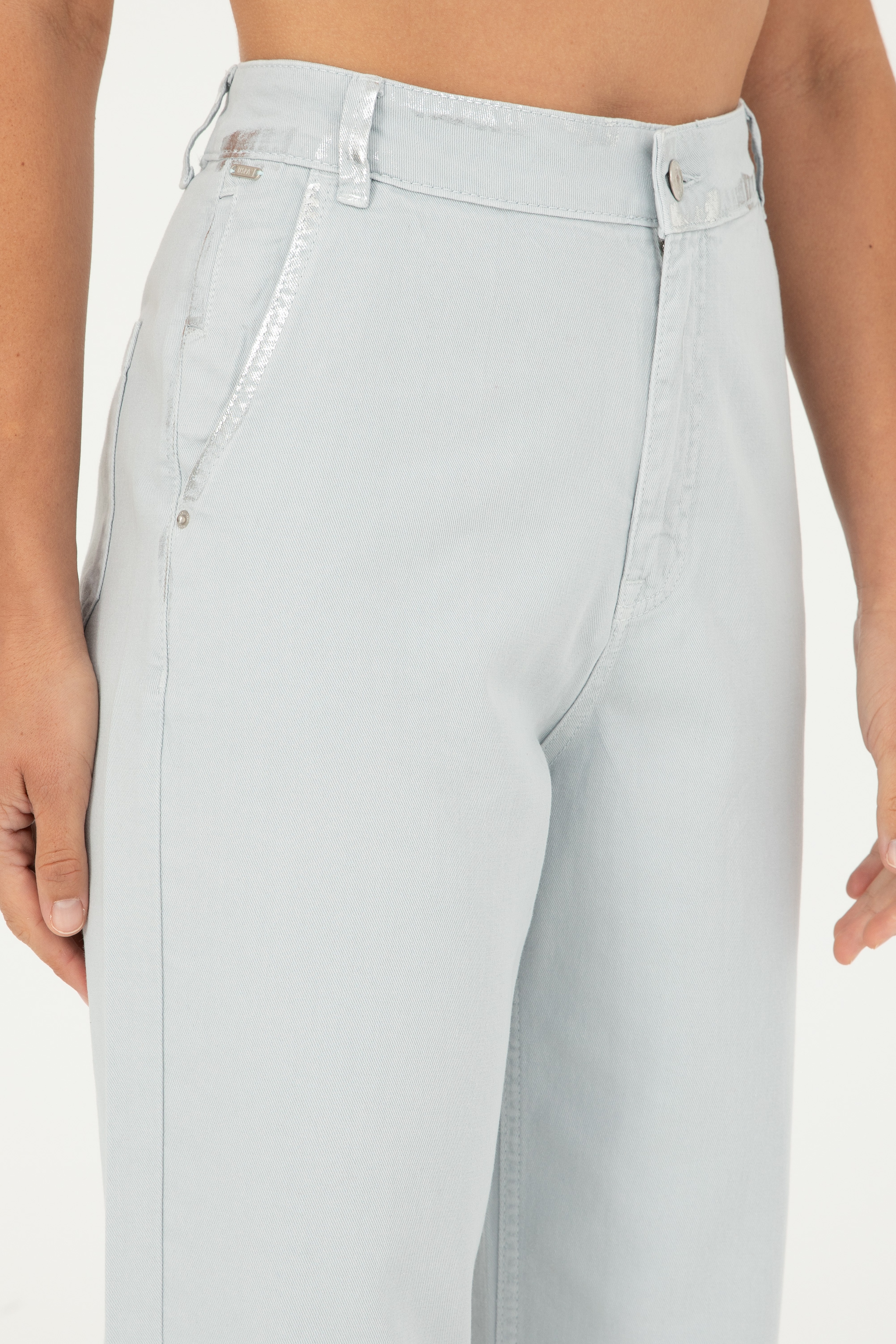 Kadın Açık Mavi Loose Cropped Fit Jean Pantolon - Image 5