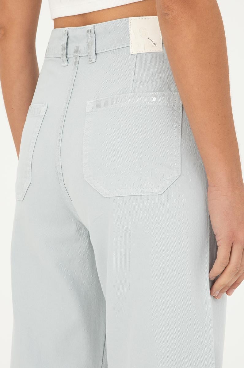 Kadın Açık Mavi Loose Cropped Fit Jean Pantolon