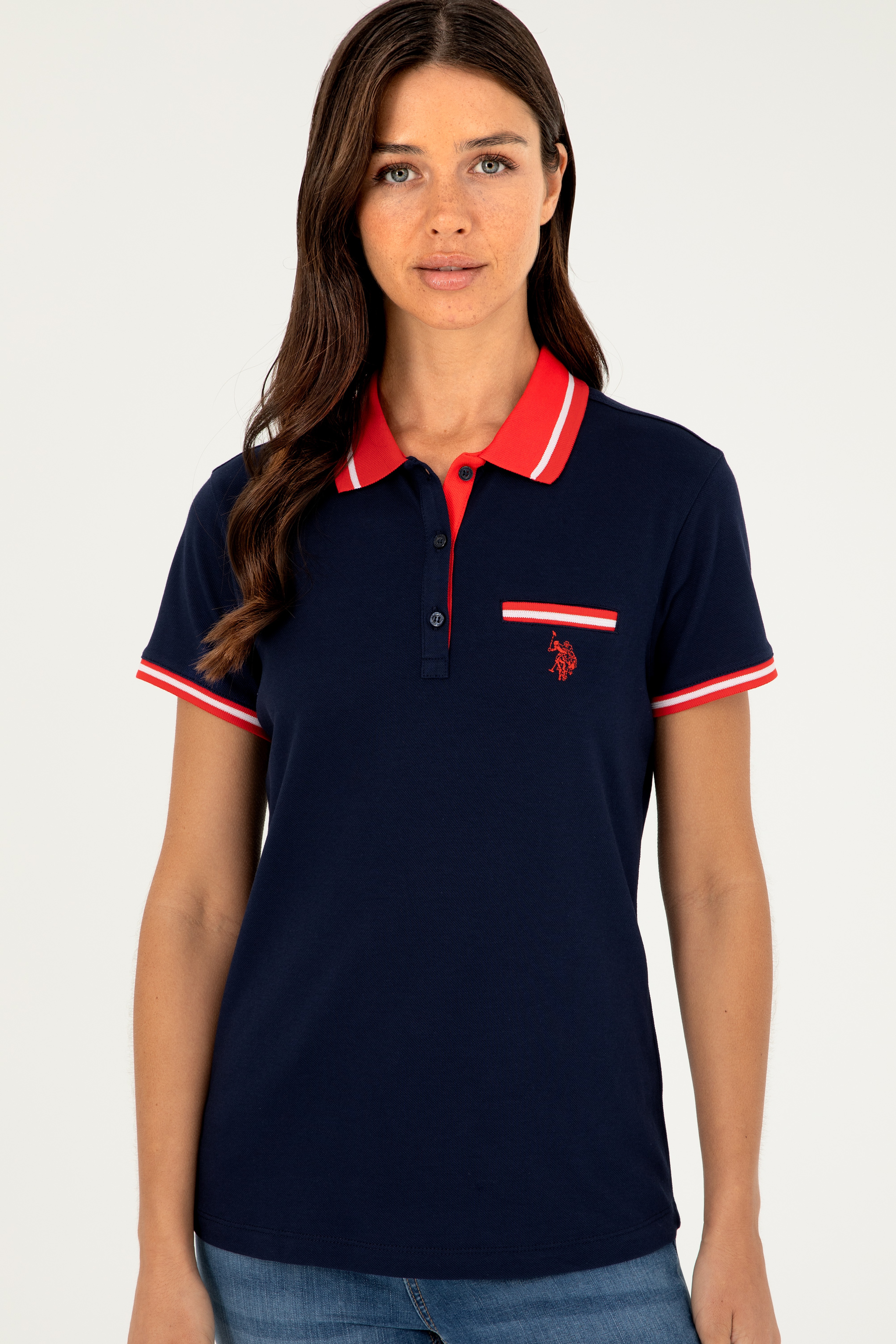 Kadın Lacivert Polo Yaka Tişört - Image 3
