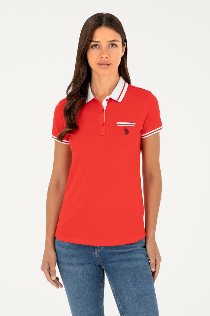 Kadın Kırmızı Polo Yaka Tişört