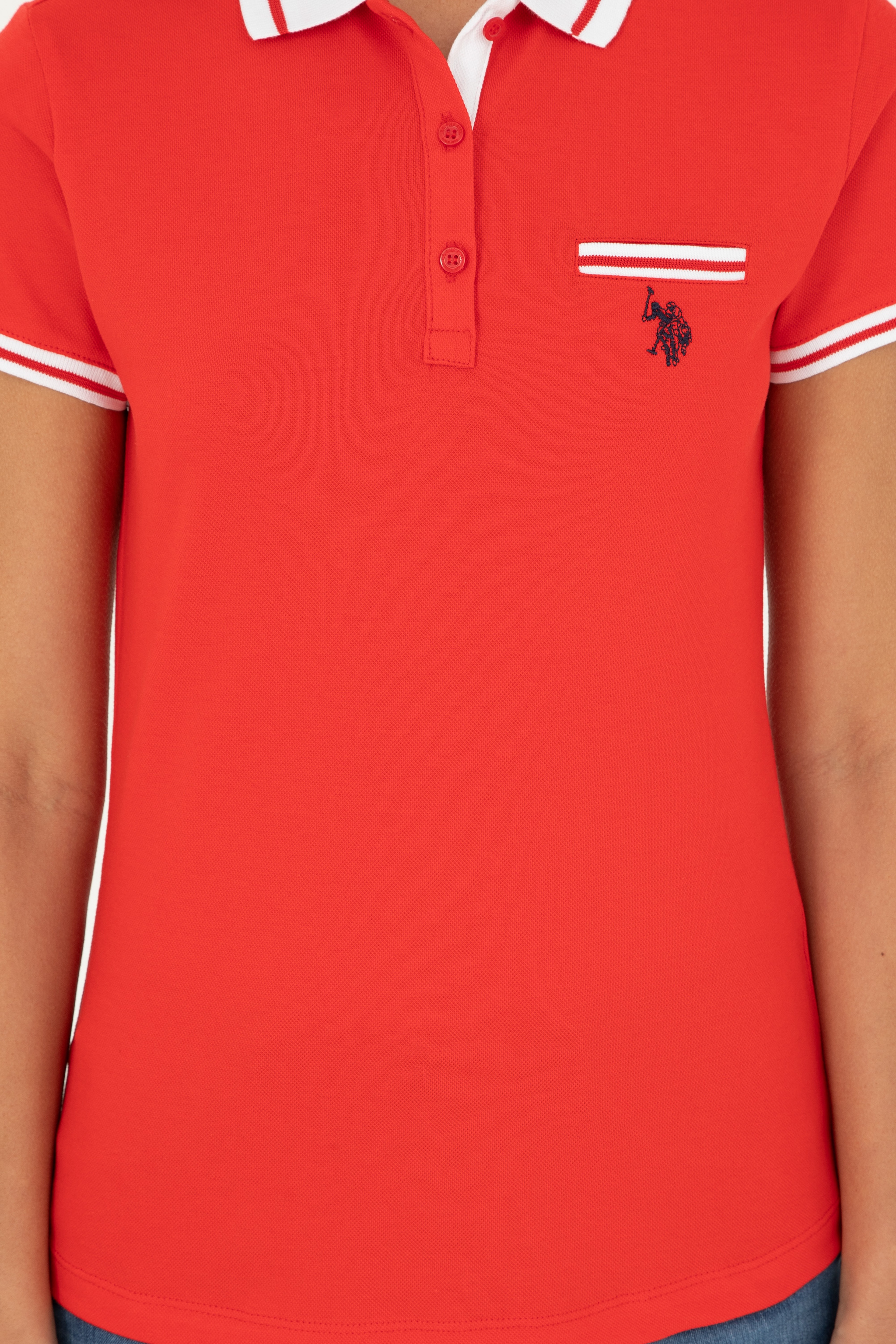 Kadın Kırmızı Polo Yaka Tişört - Image 6