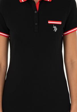 Kadın Siyah Polo Yaka Tişört - 50285842029