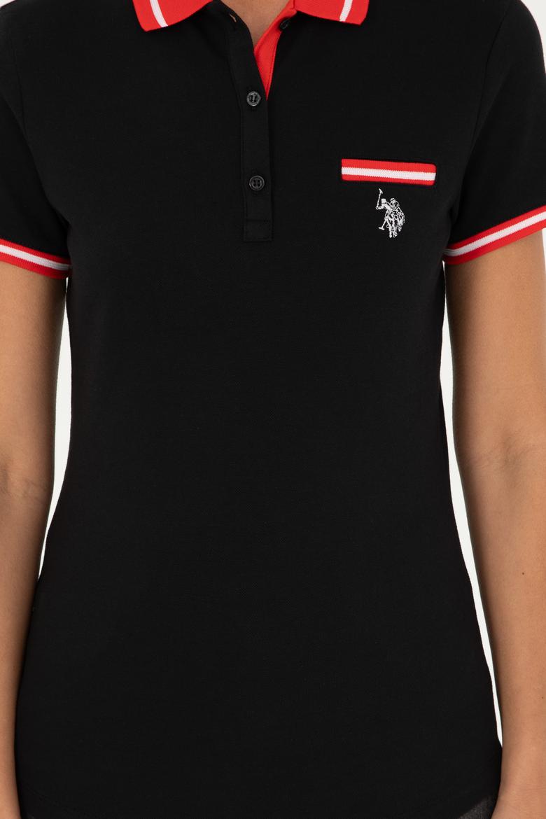 Kadın Siyah Polo Yaka Tişört - 50285842029