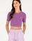 Kadın Mor Bisiklet Yaka Crop Tişört