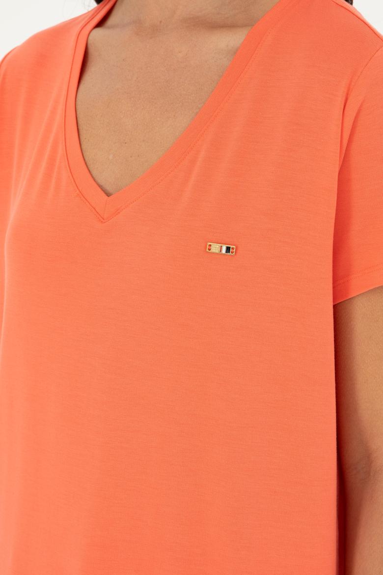 Kadın Nar Çiçeği Basic Tişört - 50286824053