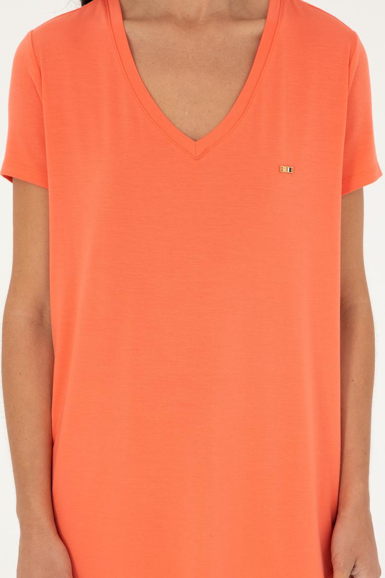 Kadın Nar Çiçeği Basic Tişört - 50286824053