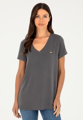 Kadın Antrasit Basic Tişört - 50286824038