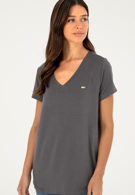 Kadın Antrasit Basic Tişört - 50286824038