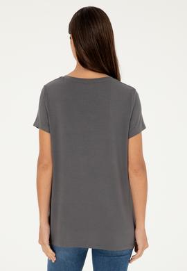 Kadın Antrasit Basic Tişört - 50286824038