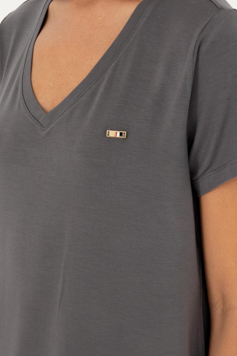 Kadın Antrasit Basic Tişört - 50286824038