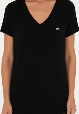 Kadın Siyah Basic Tişört - 50286824015
