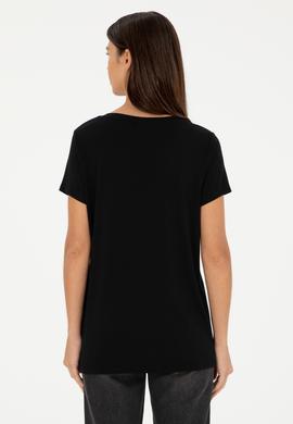 Kadın Siyah Basic Tişört - 50286824015