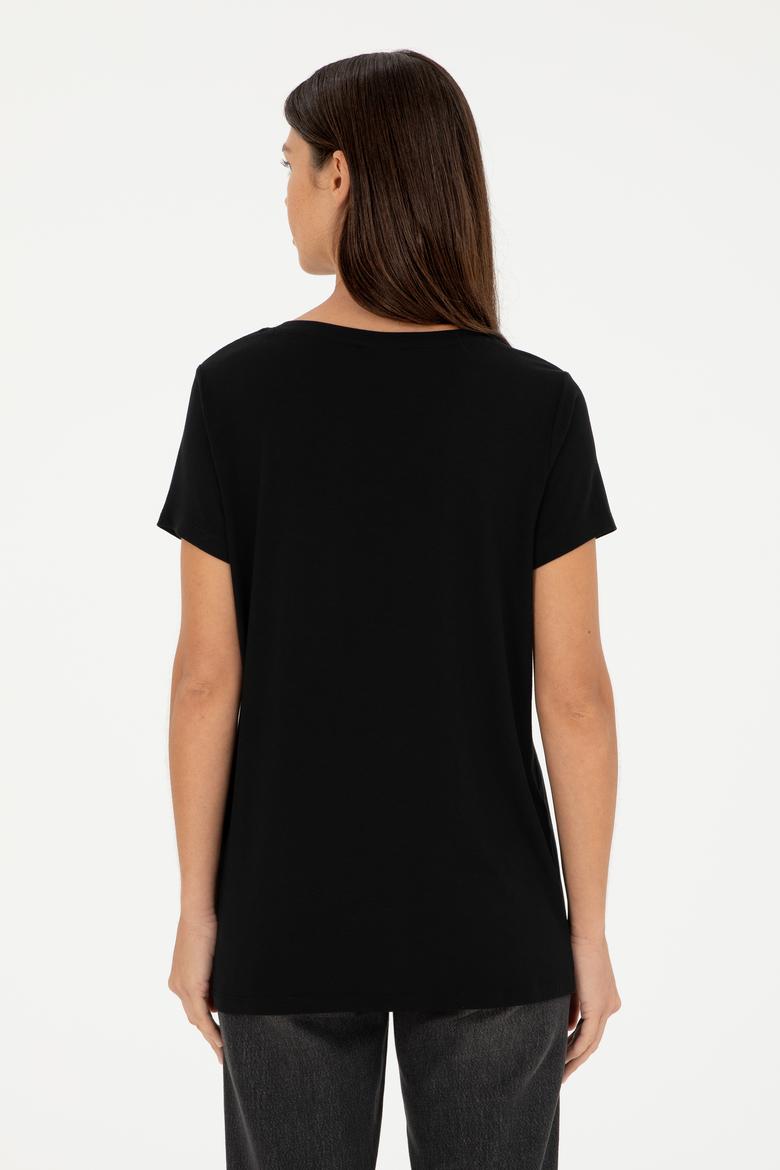 Kadın Siyah Basic Tişört - 50286824015