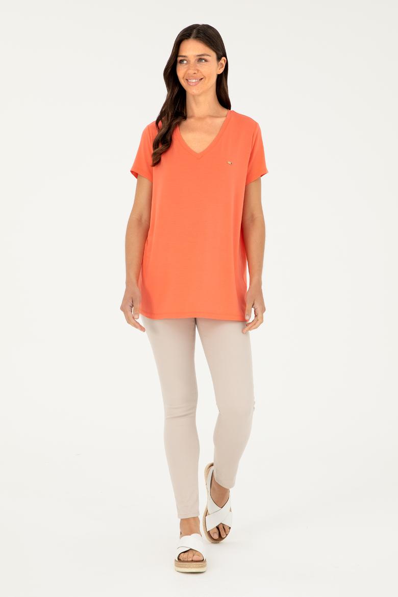 Kadın Nar Çiçeği Basic Tişört - 50286824053