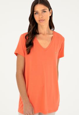 Kadın Nar Çiçeği Basic Tişört - 50286824053