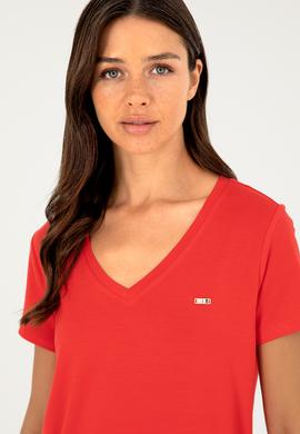 Kadın Kırmızı Basic Tişört - 50286824044