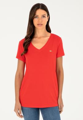 Kadın Kırmızı Basic Tişört - 50286824044