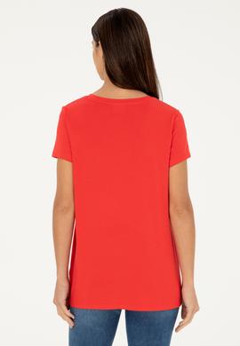 Kadın Kırmızı Basic Tişört - 50286824044