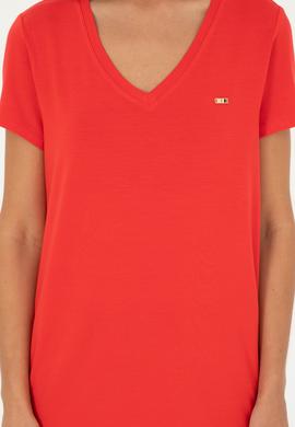 Kadın Kırmızı Basic Tişört - 50286824044