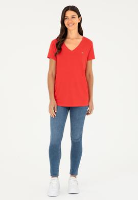 Kadın Kırmızı Basic Tişört - 50286824044