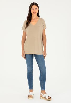 Kadın Açık Haki Basic Tişört - 50286824059