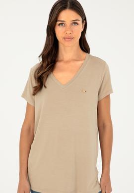 Kadın Açık Haki Basic Tişört - 50286824059