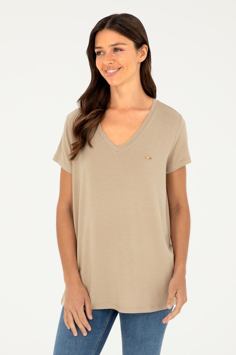 Kadın Açık Haki Basic Tişört