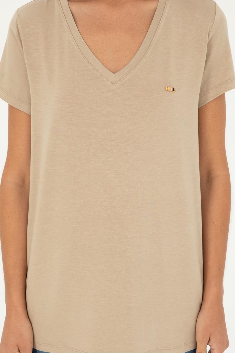 Kadın Açık Haki Basic Tişört - 50286824059