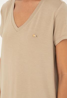 Kadın Açık Haki Basic Tişört - 50286824059