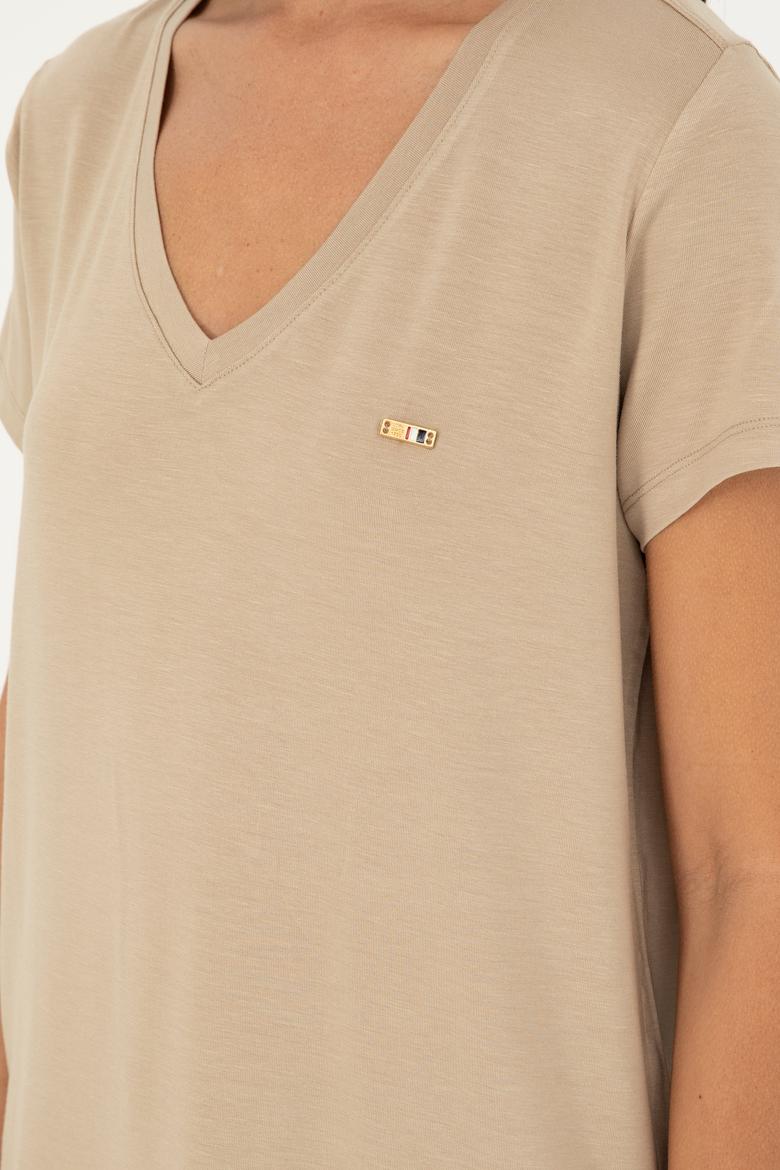 Kadın Açık Haki Basic Tişört - 50286824059