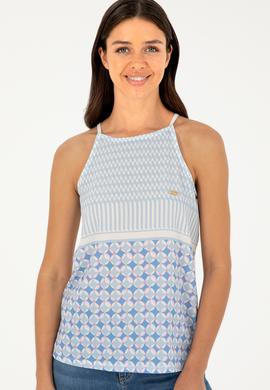 Kadın Açık Mavi Kolsuz Bisiklet Yaka Tişört - 50281806016