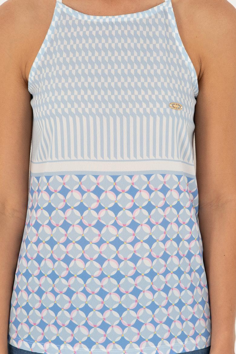 Kadın Açık Mavi Kolsuz Bisiklet Yaka Tişört - 50281806016