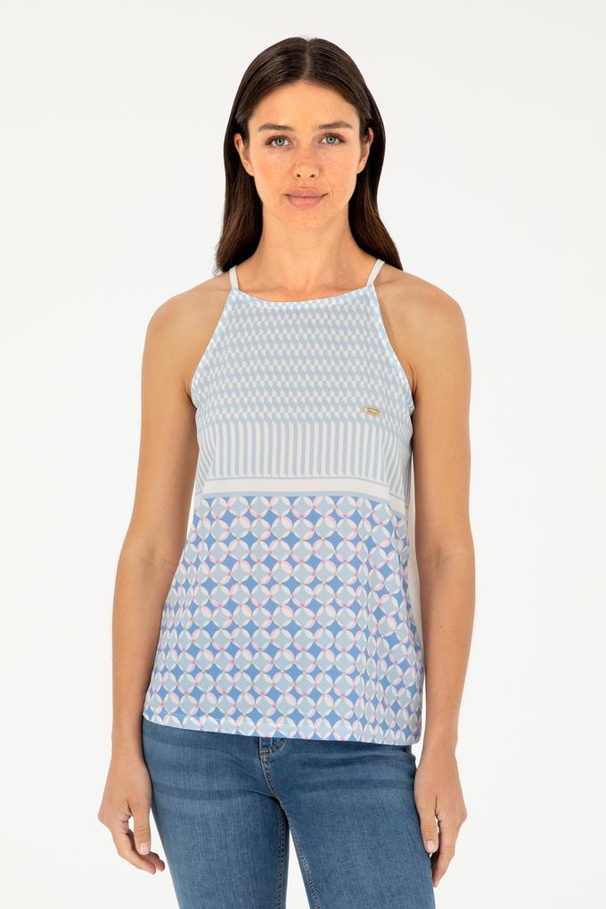 Kadın Açık Mavi Kolsuz Bisiklet Yaka Tişört