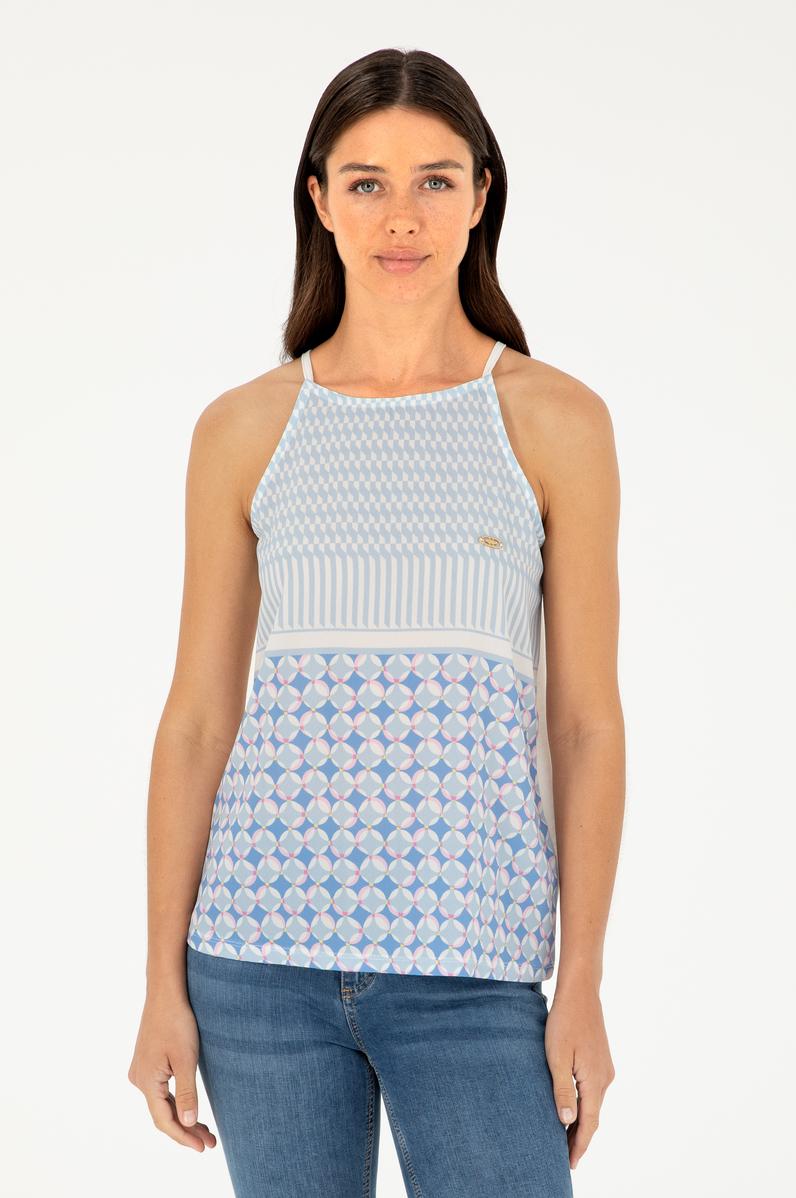 Kadın Açık Mavi Kolsuz Bisiklet Yaka Tişört