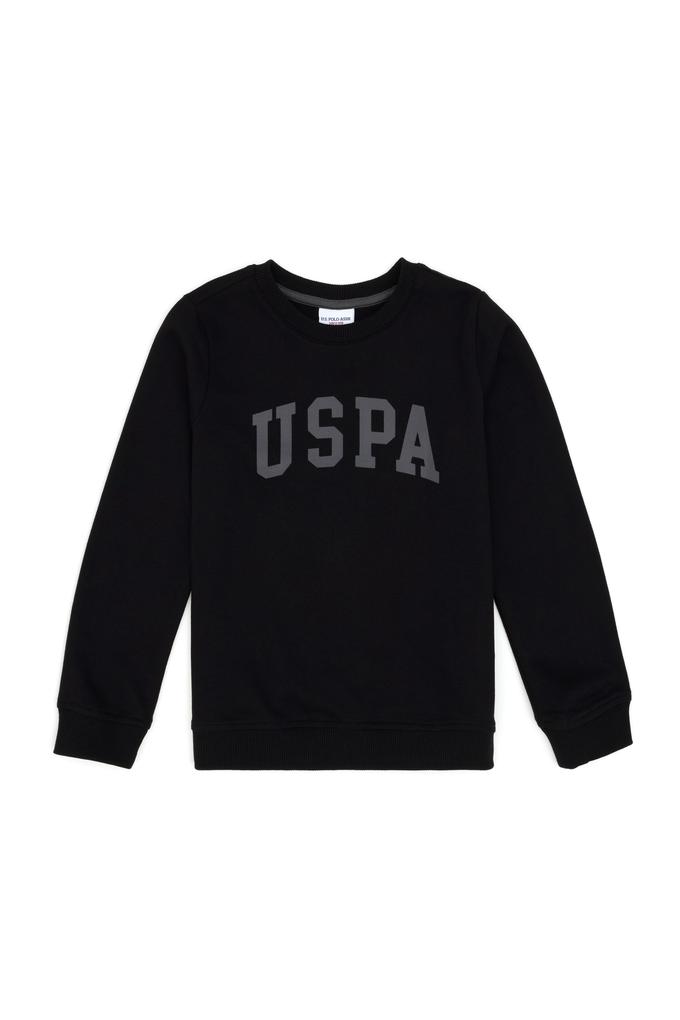 Erkek Çocuk Siyah Basic Bisiklet Yaka Sweatshirt