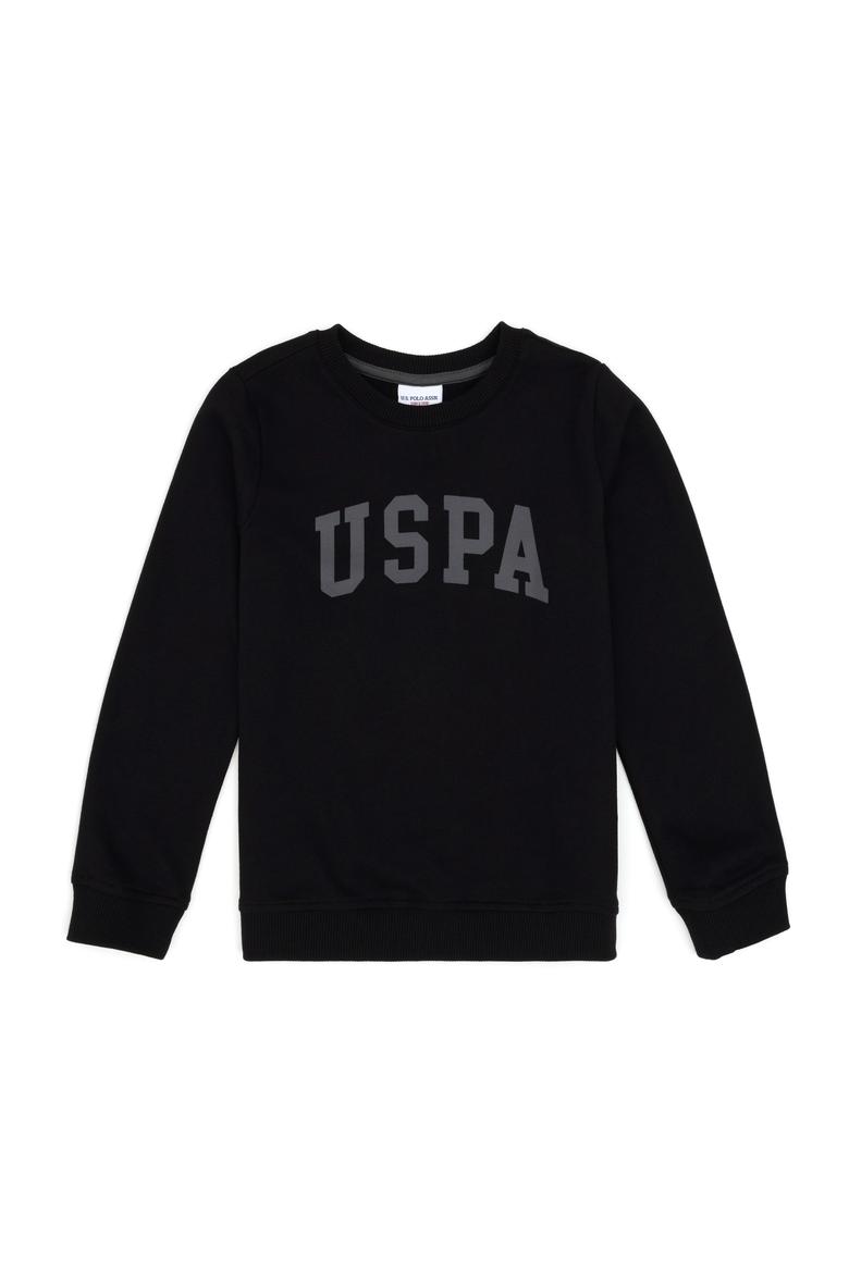 Erkek Çocuk Siyah Basic Bisiklet Yaka Sweatshirt