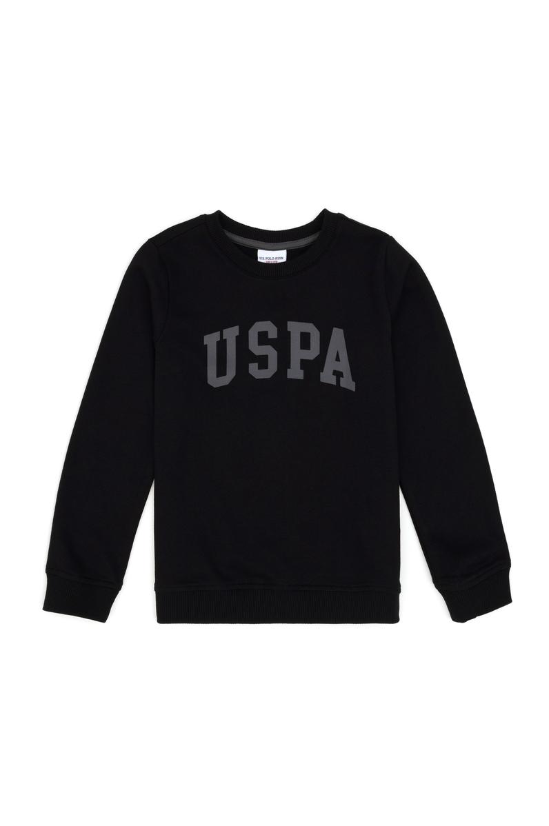 Erkek Çocuk Siyah Basic Bisiklet Yaka Sweatshirt