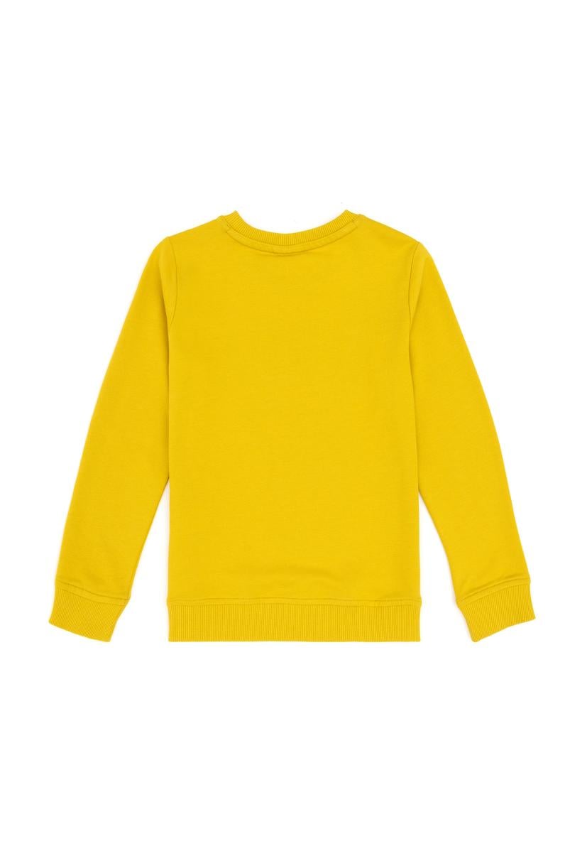 Erkek Çocuk Sarı Basic Bisiklet Yaka Sweatshirt