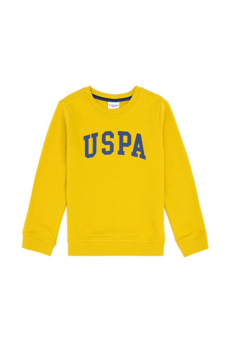Erkek Çocuk Sarı Basic Bisiklet Yaka Sweatshirt