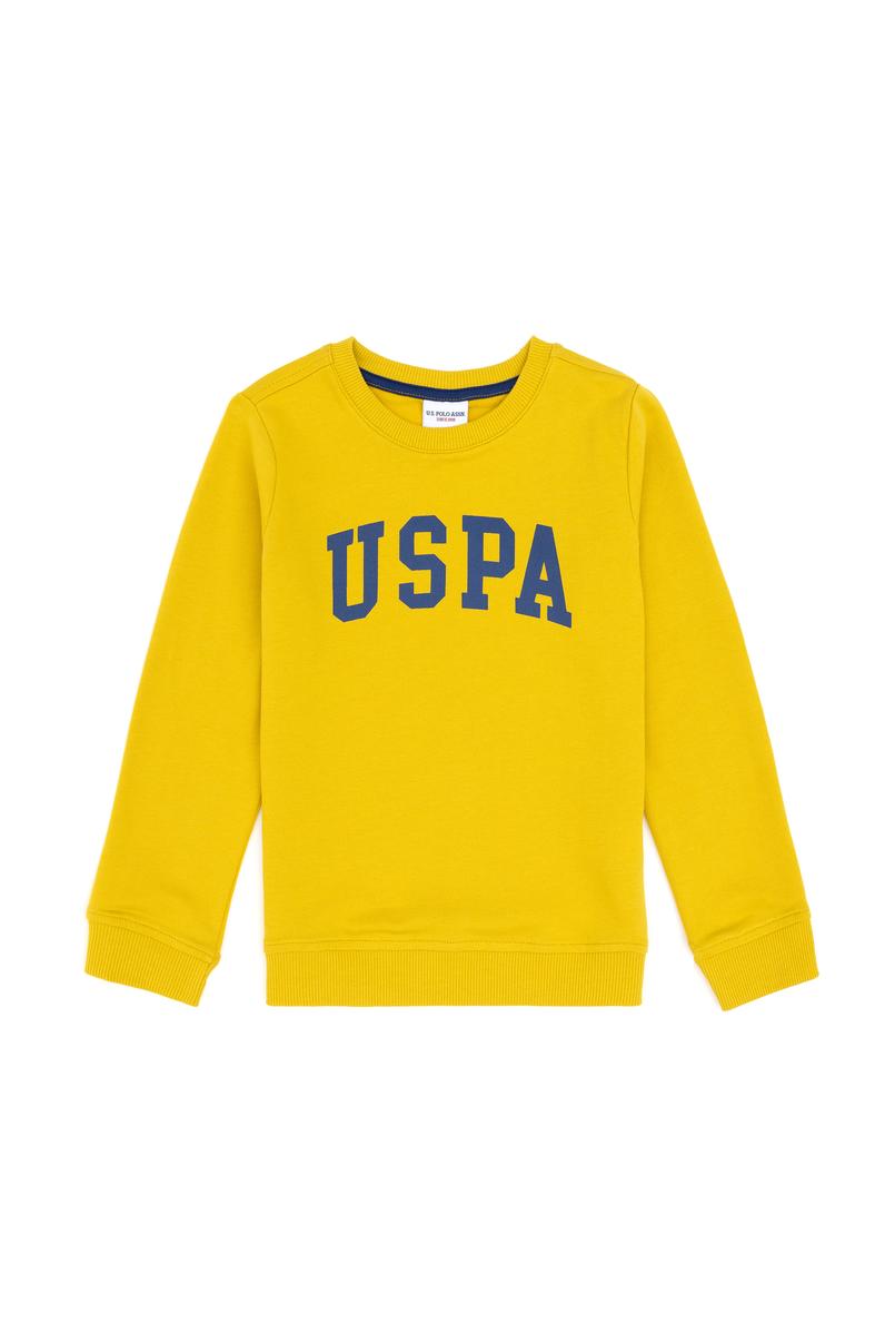 Erkek Çocuk Sarı Basic Bisiklet Yaka Sweatshirt