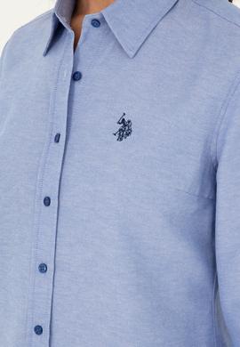 Kadın Saks Uzun Kollu Basic Gömlek - 50288851027