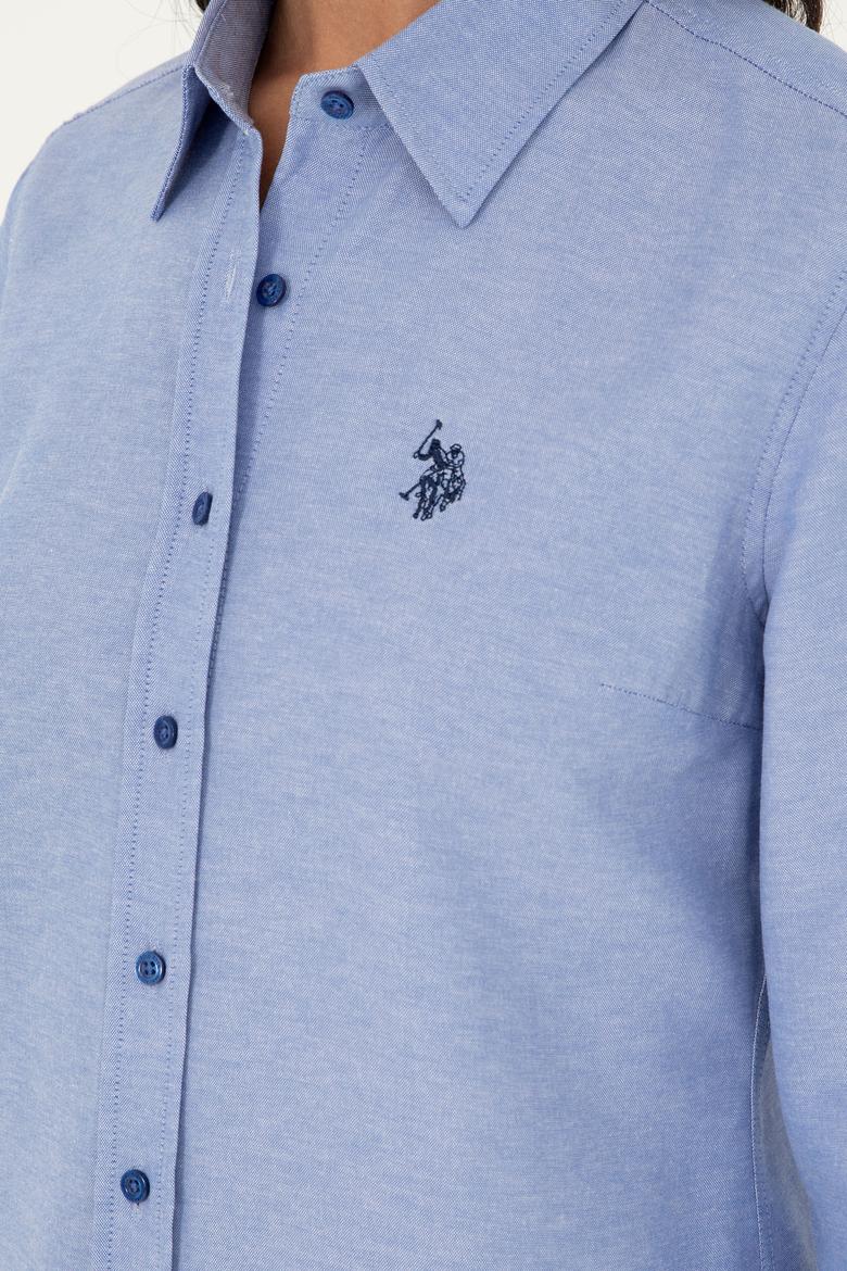 Kadın Saks Uzun Kollu Basic Gömlek - 50288851027