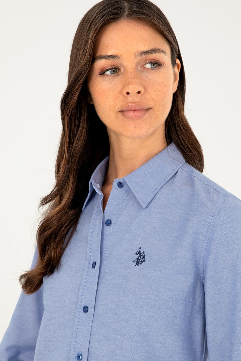 Kadın Saks Uzun Kollu Basic Gömlek - 50288851027