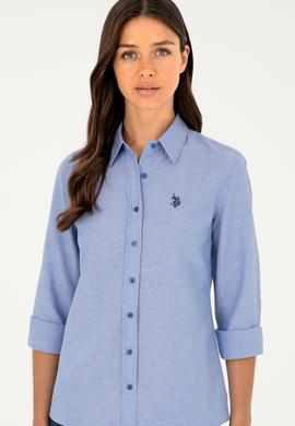 Kadın Saks Uzun Kollu Basic Gömlek - 50288851027