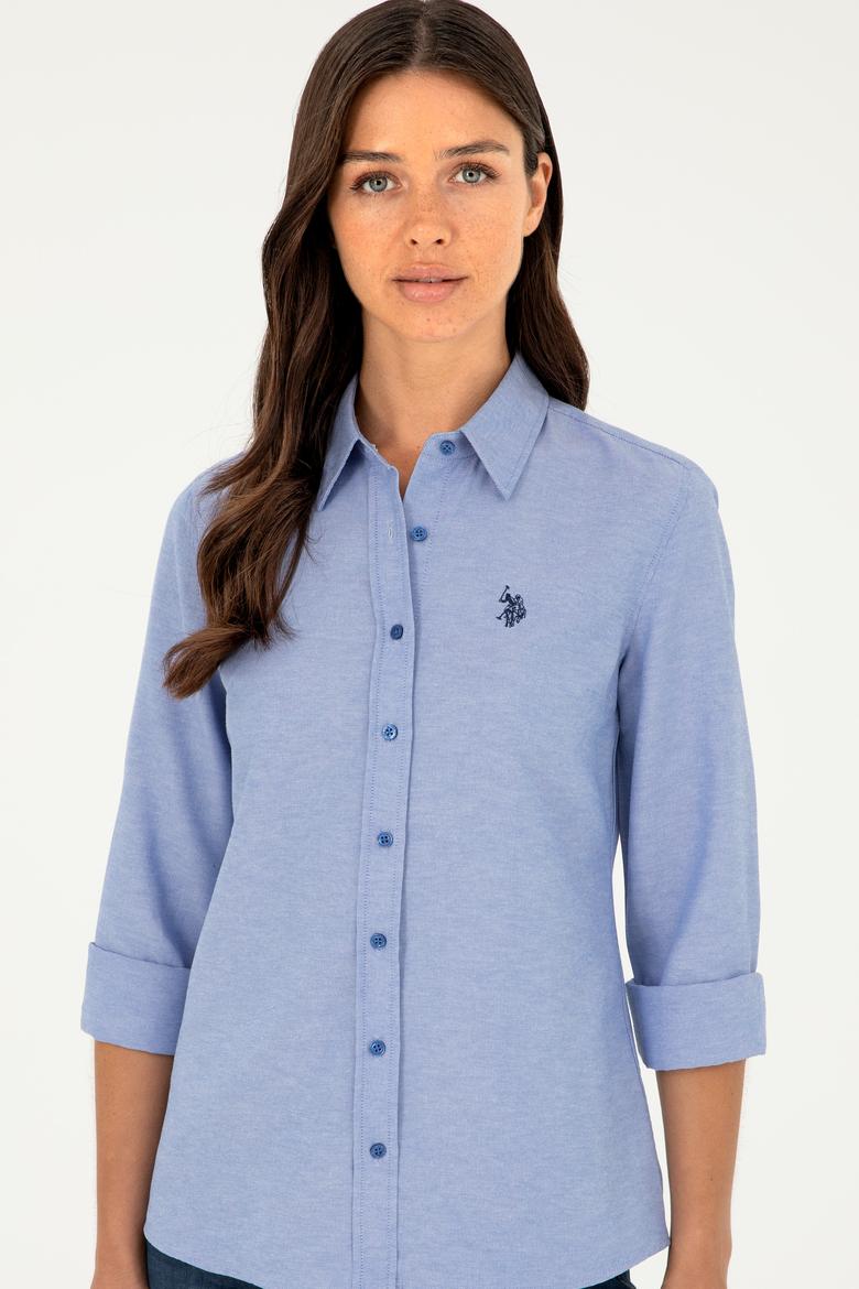 Kadın Saks Uzun Kollu Basic Gömlek - 50288851027