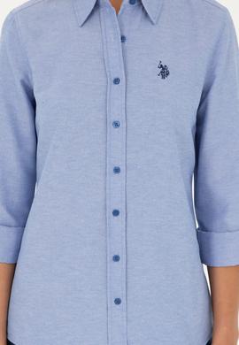 Kadın Saks Uzun Kollu Basic Gömlek - 50288851027